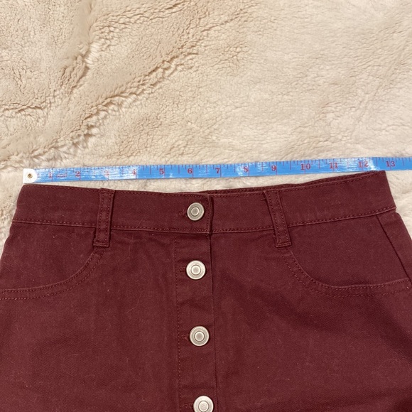 (S/M) Brandy Melville Denim Skirt Maroon Burgundy Small Medium Button Down Red - Picture 7 of 8